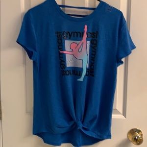 NWT-Girls Justice Blue Graphic Gymnast Shirt